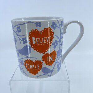 rob ryan" believe in people" ceramic mug with floral & bird pattern